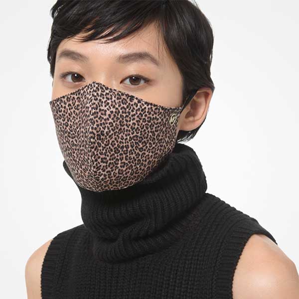 Michael Kors stretch cotton leopard print face mask