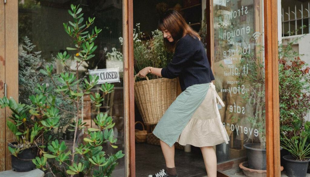 Working at a flower shop