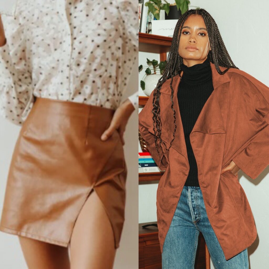 camel skirt and jacket