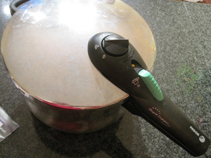 A stovetop pressure cooker