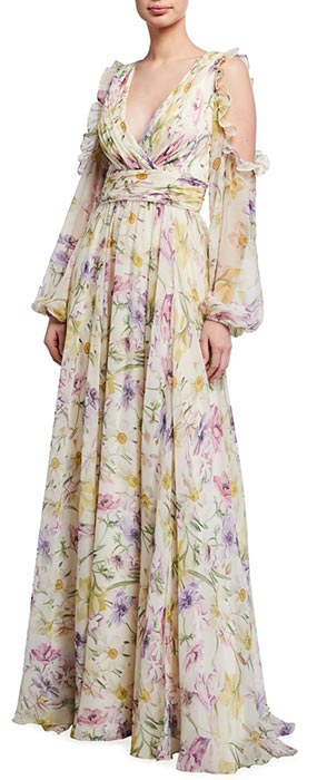 floral chiffon gown