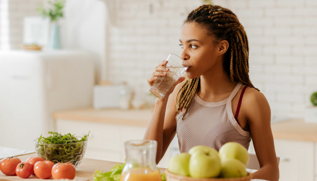 woman drinking water