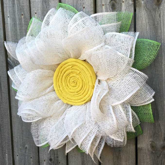 burlap daisy spring wreath