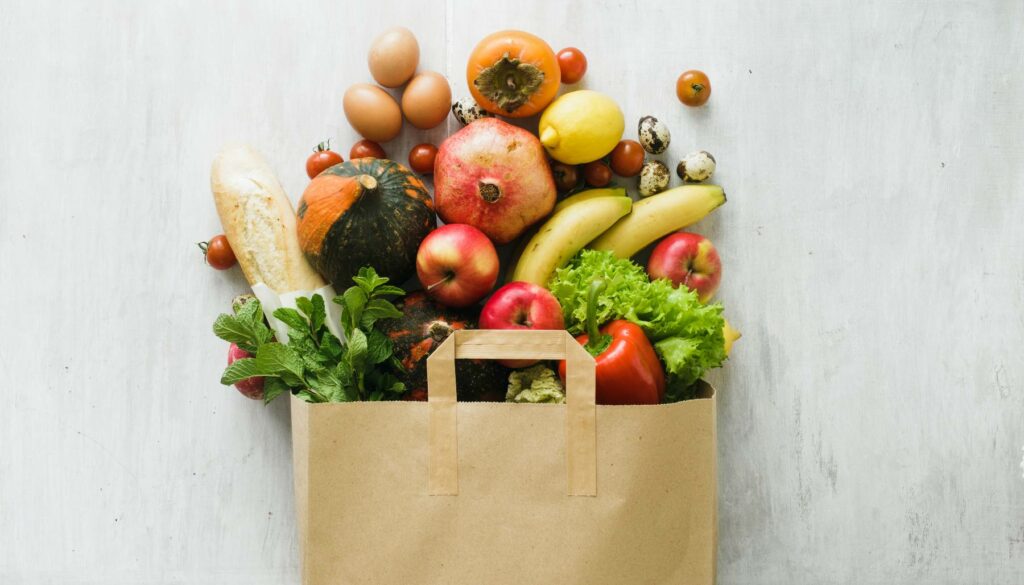 food in grocery bag