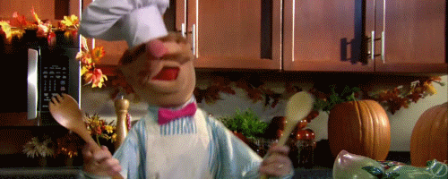 The Muppets Swedish Chef dancing in the kitchen