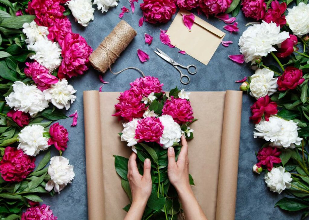 pink and white flowers