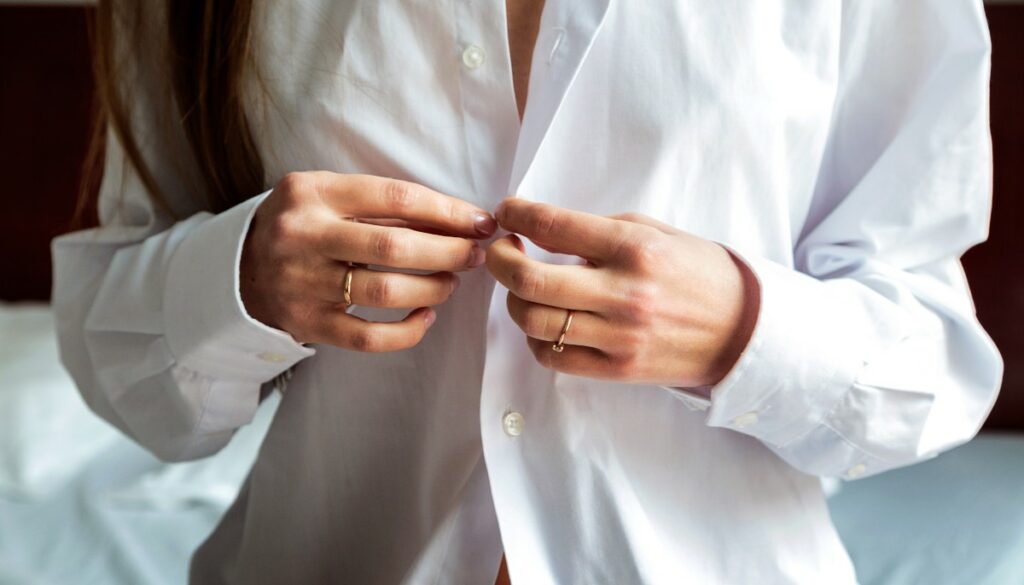 white button-up