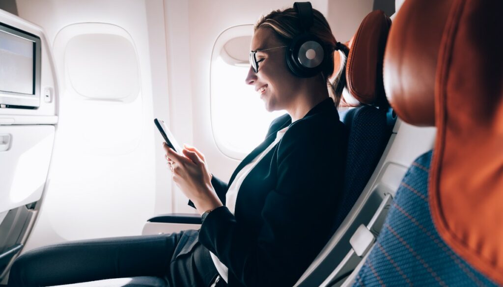 woman on a plane