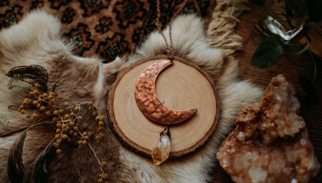 Copper moon necklace