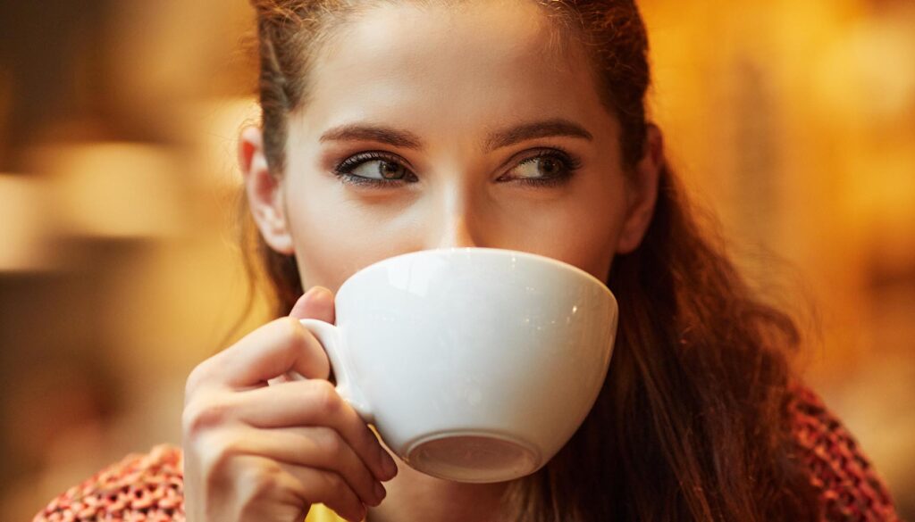 Woman drinking coffee