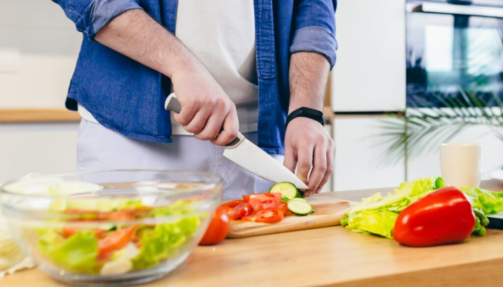 chopping vegetables