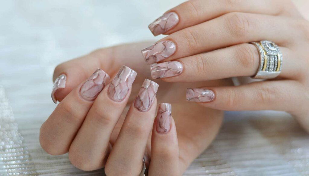 manicure, marble nail polish art