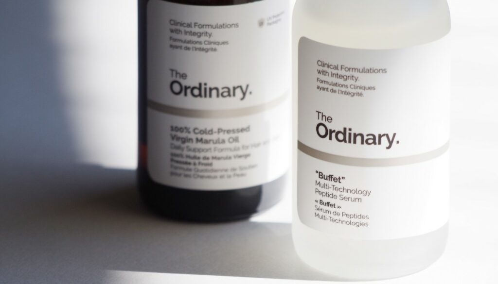 bottle of The Ordinary Buffet and Marula Oil