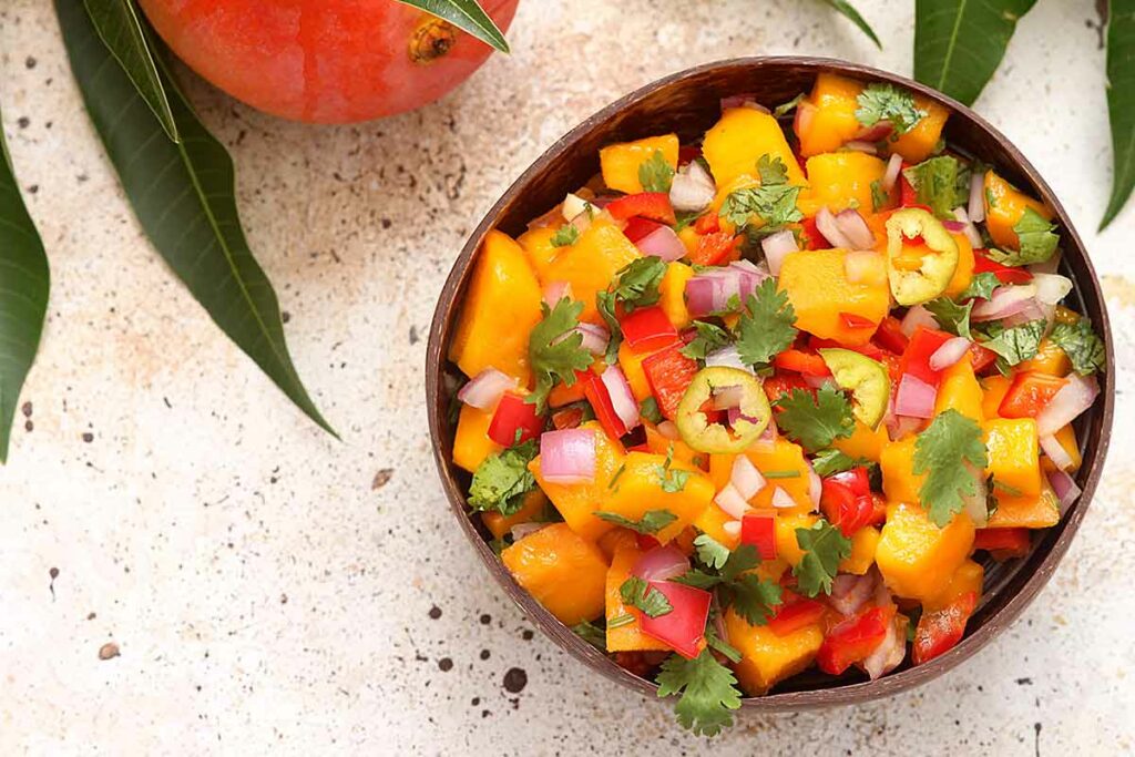 mango salsa in a bowl