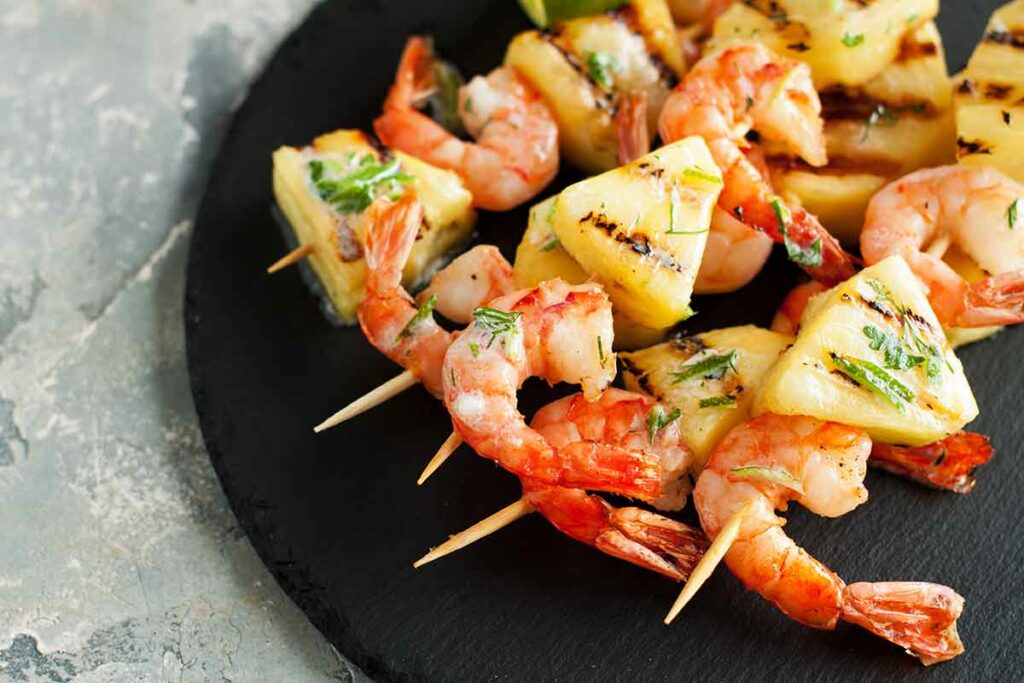 coconut pineapple shrimp skewers