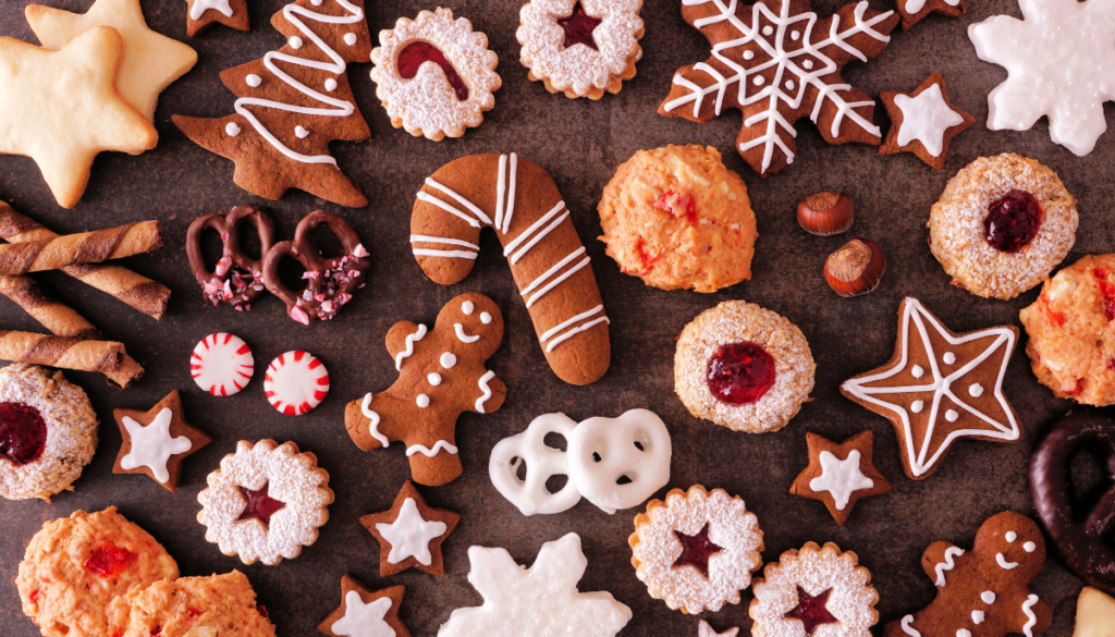 Holiday baked goods lay flat