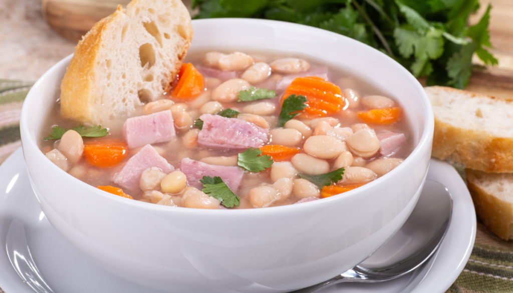 Bowl of ham and bean soup