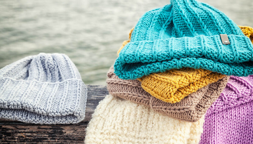 Stack of knit hats