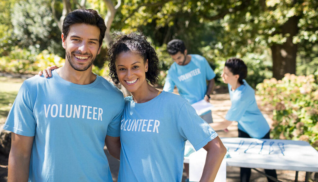 Couple volunteering together