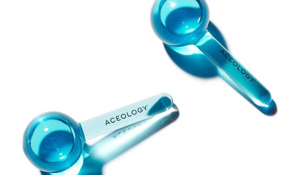 Aceology face rollers in blue