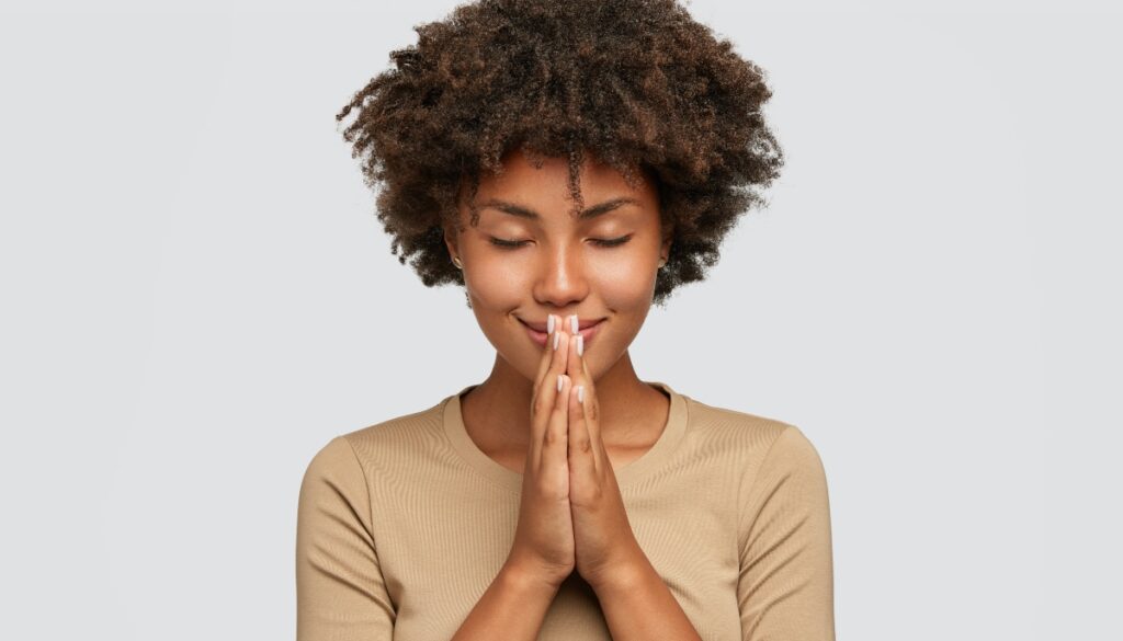 a woman praying