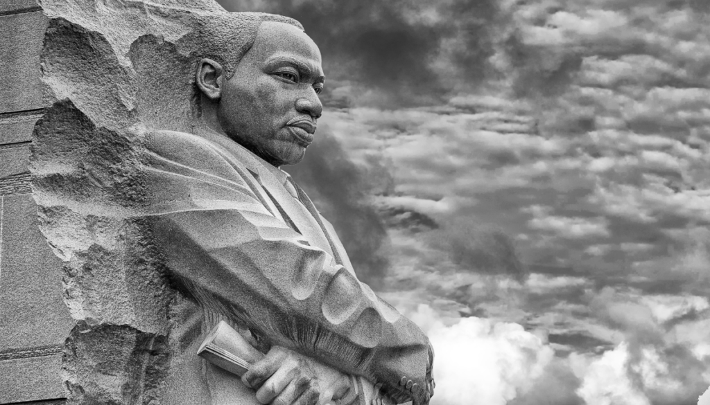 MLK Monument black and white