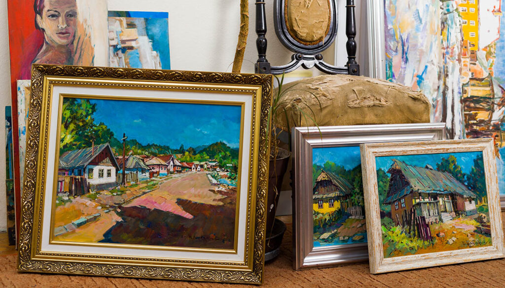 Collection of framed oil paintings