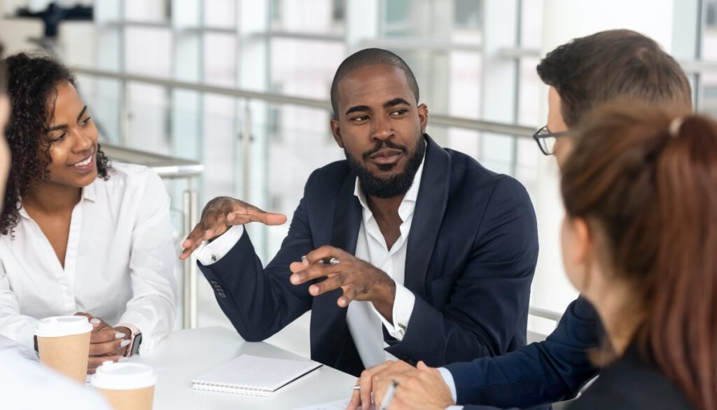 man in a business meeting