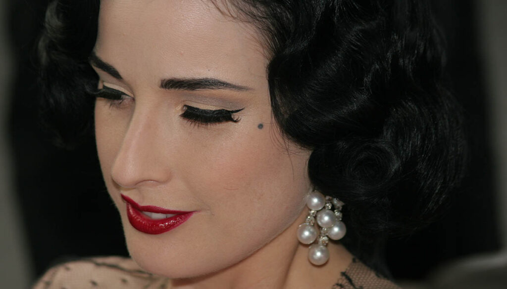 MOUGINS - MAY 23: Dita Von Teese attends the Amfar party against Aids,on the Red Carpet,on May 23 2007 in Mougins France