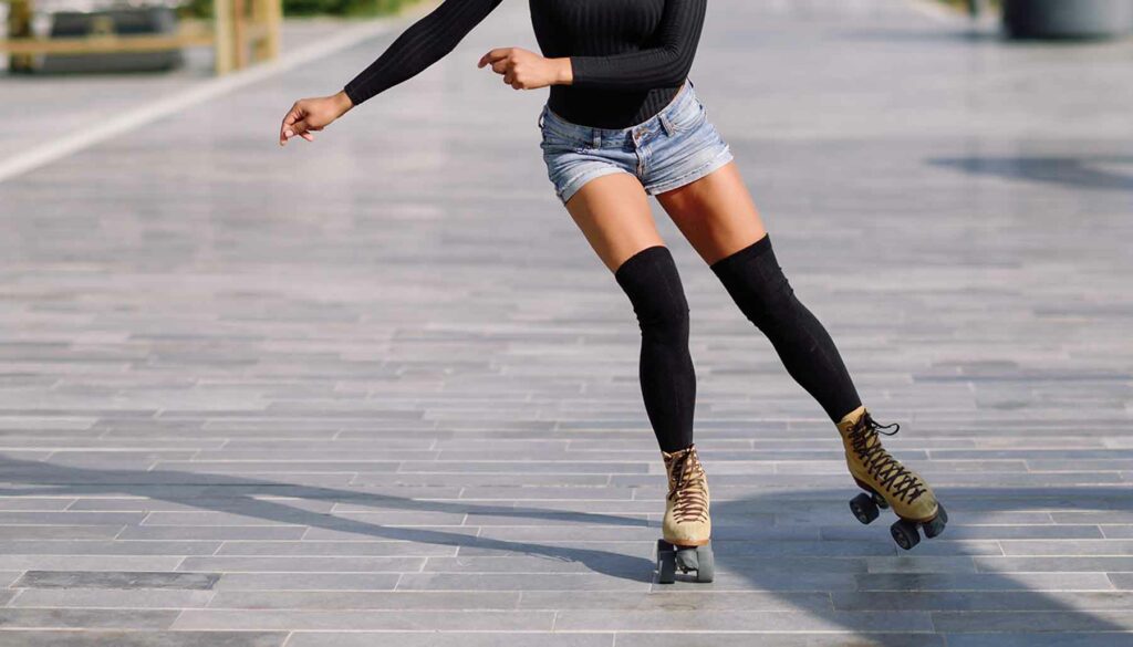 woman roller skating outside