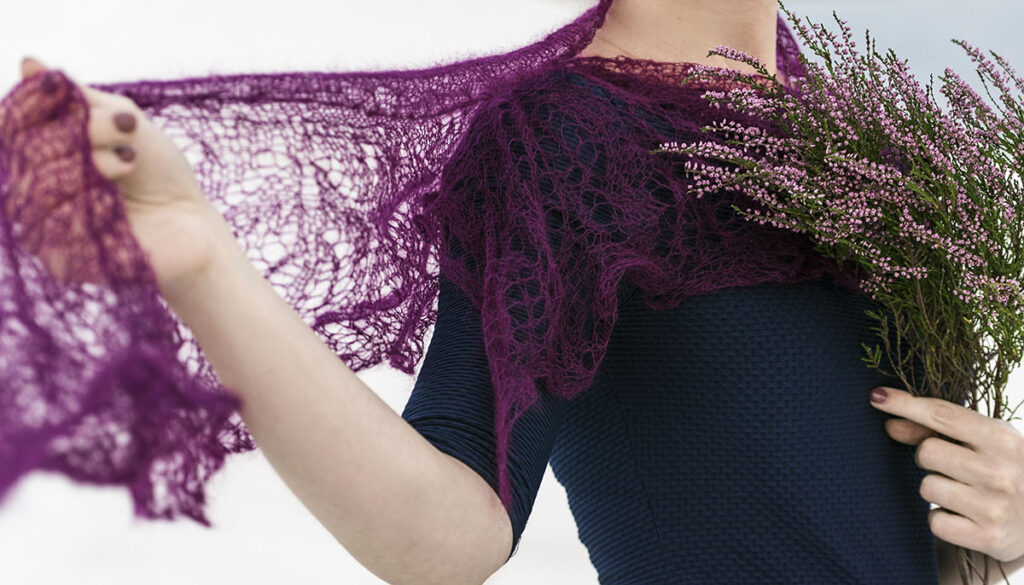 Delicate knitted lace scarf