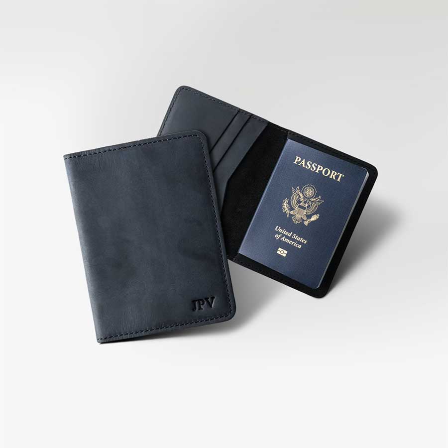 monogrammed leather travel wallet
