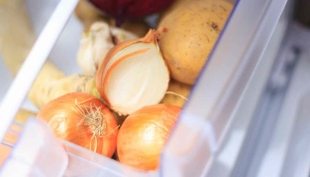 onions in fridge drawer