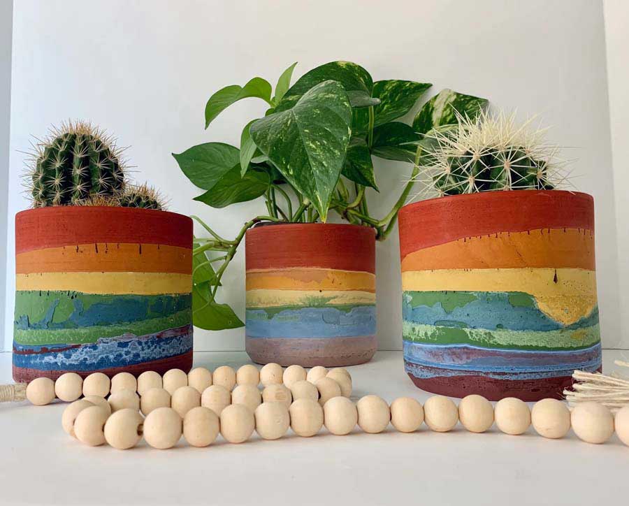 handmade rainbow planters