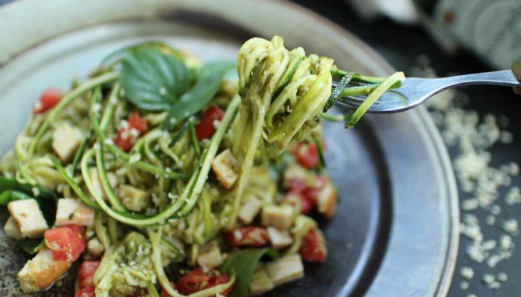 zucchini noodles in a raw dish