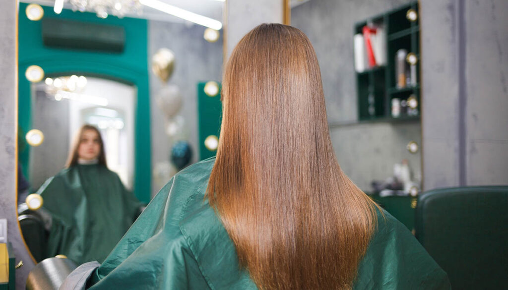 Shiny straight hair at the salon