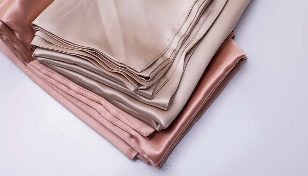 stack of silk pillow cases
