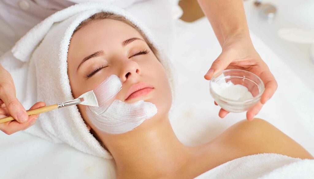 woman getting a professional facial