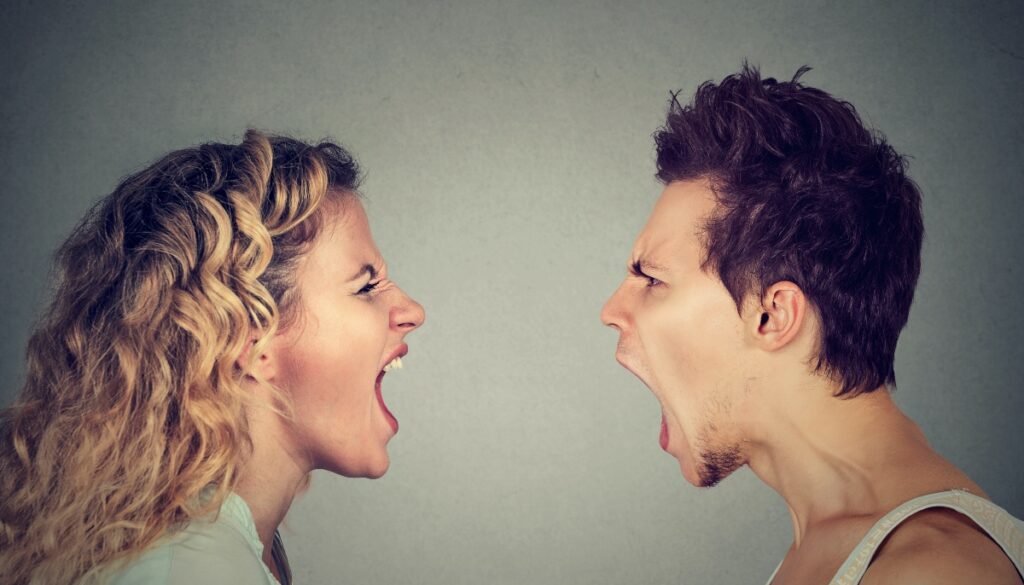 Man and woman shouting at each other