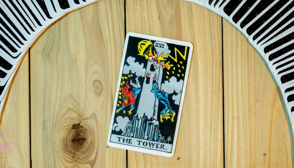 the tower card surrounded by cards