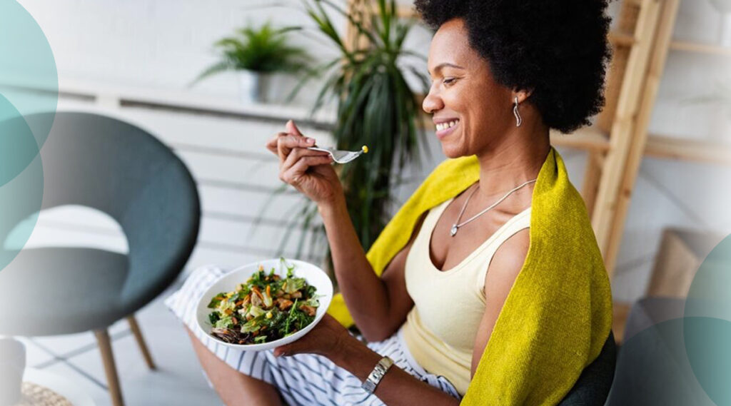 Woman eating a salad