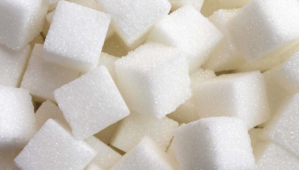 close up of sugar cubes