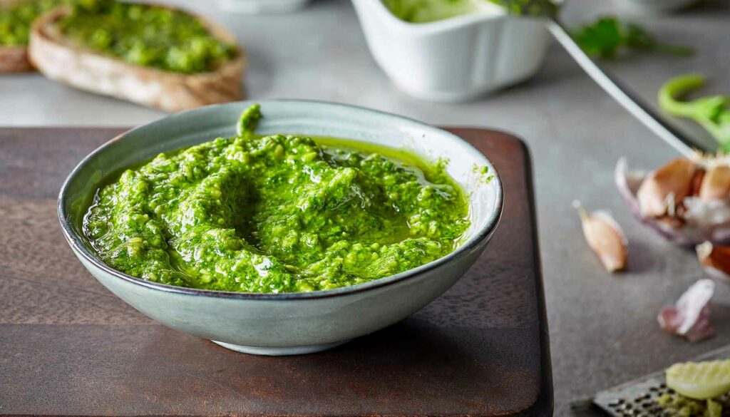 bowl of fresh pesto