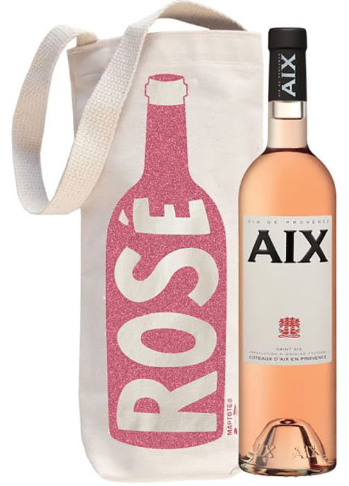 AIX rose wine and canvas tote bag
