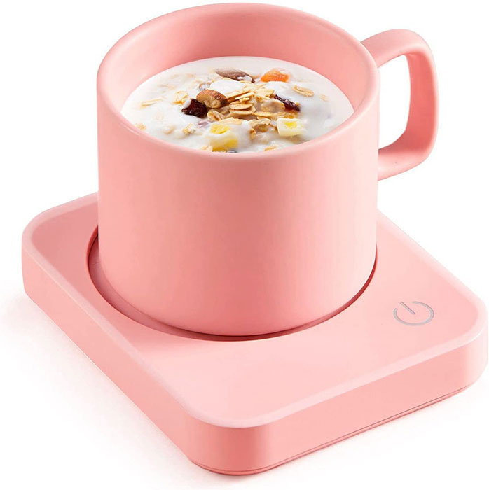 pink electric coffee warmer