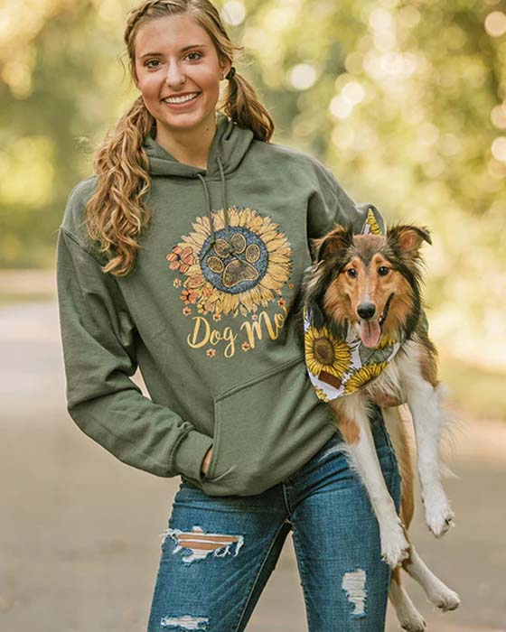 Dog Mom hoodie with sunflower
