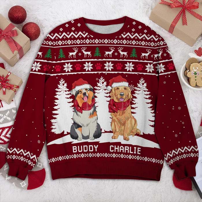 dog ugly christmas sweater printed sweatshirt