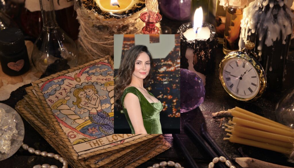 Samantha Robinson surrounded by candles and tarot cards